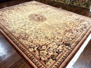 Aubusson Wool Rug 9x11, Wool with Silk Highlights, European Design, Vintage, Handmade, Floral, Fine 210 KPSI