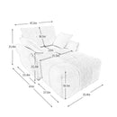 Modern Ergonomic Single Seater Sofa with Ottoman, High-Resilience Support, Blue Chenille Upholstery