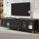U-Can 78.7'' Modern TV Stand, TV Cabinet with Five Metal Legs and Metal Handles, 2 Drawers and 2 Cabinets with Fluted Glass Doors For Living room, Up to 80'' (Old SKU: SJ000122AAB)