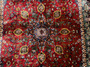 Red Persian Rug 6x9, Medallion Carpet, Ardebil Design, Vintage Belgium Power Loomed Carpet