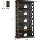 71 Inch 6 Tier Industrial Bookcase Floor Standing All Black