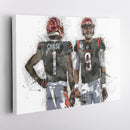 Joe Burrow & Ja'Marr Chase Canvas Art – Cincinnati Bengals Wall Decor