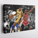Michael Jordan & Magic Johnson Canvas – Bulls Lakers Basketball Wall Art for Home