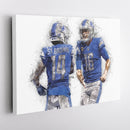 Jared Goff & Amon-Ra St. Brown Canvas Art – Detroit Lions Wall Decor