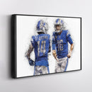 Jared Goff & Amon-Ra St. Brown Canvas Art – Detroit Lions Wall Decor
