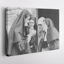 Smoking Nuns Canvas Wall Art - Funny Religious Wall Decor Print
