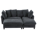 Black Upholstered 83' L-shaped Sectional Sofa with Storage, Movable Ottoman, and Six Throw Pillows
