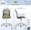 Gray Armless Desk Chair With Wheels And Breathable Mesh