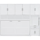 Twin Size Murphy Bed Wall Bed with Closet , Drawers & Desk-White