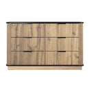 Modern 6-Drawer Natural Wood MDF Cabinet with Metal Rounded Corners and Exquisite Handles – Multi-Functional Storage