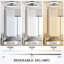20 Inch Ceiling Fan With Remote DC Motor Black Finish Low Profile Energy Efficient With Dimmable LED Light