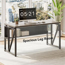 55 Inch L Shaped Office Desk With Grey Filing Cabinet Set