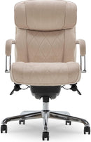 Quilted Leather Executive Office Chair With Lumbar Support Cream