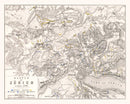 Vintage Map of the Battle of Zurich, 1799