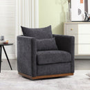 Swivel Barrel Chair, Comfy Round Accent Sofa Chair for Living Room, 360 Degree Swivel Barrel Club Chair, Leisure Arm Chair for Nursery, Hotel, Bedroom, Office, Lounge (Carbon Black Chenille)