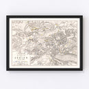Vintage Map of the Battle of Zurich, 1799