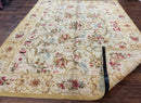 Aubusson Rug 8x10, French European Design, Vintage Handmade Wool Carpet, Aubusson Rug with Pile, Floral