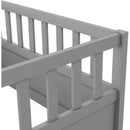 Twin Size Floor bed, integral construction with super high security barrier, door, children's floor bed frame, Montessori wooden children's floor bed, Grey