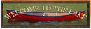 Welcome to the Lake Red Canoe Home Decor Art Print on Real Wood