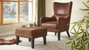 Mirod Hi-back Vintage Distressed Lounge Chair with Ottoman,Classic Tufted Design & Nailhead Trim for Living Room, Study, Bedroom