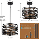 12.6 Rustic Farmhouse Three Light Drum Chandelier Black