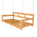 TOPMAX Patio Wooden Twin Size Porch Swing Daybed Frame, Garden Swing Bench Chair with 4 Hanging Ropes for Backyard,Outdoor,Natural