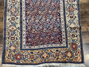 Persian Senneh Rug 4x8, Wool Hand Knotted Antique Kurdish Carpet, Navy Blue Oriental Area Rug, 4 x 8 Rug
