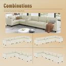 L-shaped 6-seater 133.4''*94.4'' corduroy sofa, large storage armrests with center console, USB charging, left and right seats can be switched, 3 packages of 130