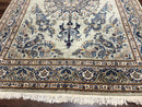 Light Green and Blue Persian Kashan Rug 7x10, Authentic Persian Carpet, Handmade, Wool