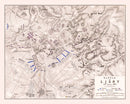 Vintage Map of the Battle of Ligny, 1815