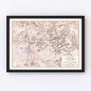 Vintage Map of the Battle of Ligny, 1815