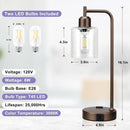 Brown Table Lamps 3-Way Dimmable With USB Ports Set Of 2