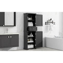 Tall Bathroom Storage Cabinet, Freestanding Storage Cabinet with Drawer and Adjustable Shelf, MDF Board with Painted Finish, Black