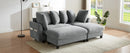 Modern L-Shaped Sectional Sofa with Storage, Movable Ottoman, and Throw Pillows, Grey Chenille, 83'