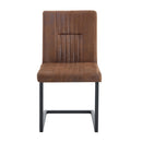 Ergonomic Brown Technology Fabric Dining Chairs with Black Metal Legs, Comfortably Simple Design, Set of 4