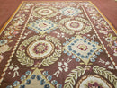 Aubusson Rug 6 x 9 Flat Weave Area Carpet European Design Flowers New Brown Rug Handmade Wool Hand-Knotted Aubusson Weave Medium Rug 6x9