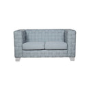 Saree - Loveseat - Light Teal Chenille & White