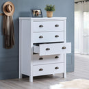 SAFARI 5 Drawer Chest with Interlock Drawer Feature "Drawer Slide And Interlock Pre-Assembly, Drawer Chest for Closet Tall Dressers for Bedroom Clothes Organizer Tool - Easy Assembly, Classic White