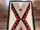 Antique Navajo Rug 2x4, Collectible Native American Wool Handmade Rug, Ivory Black Red Gray, Vintage Navajo Textile