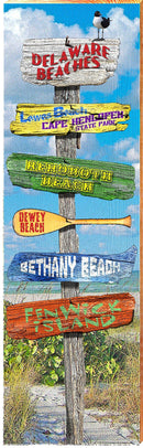 Delaware Beaches Directional Sign Home Decor Art Print on Real Wood