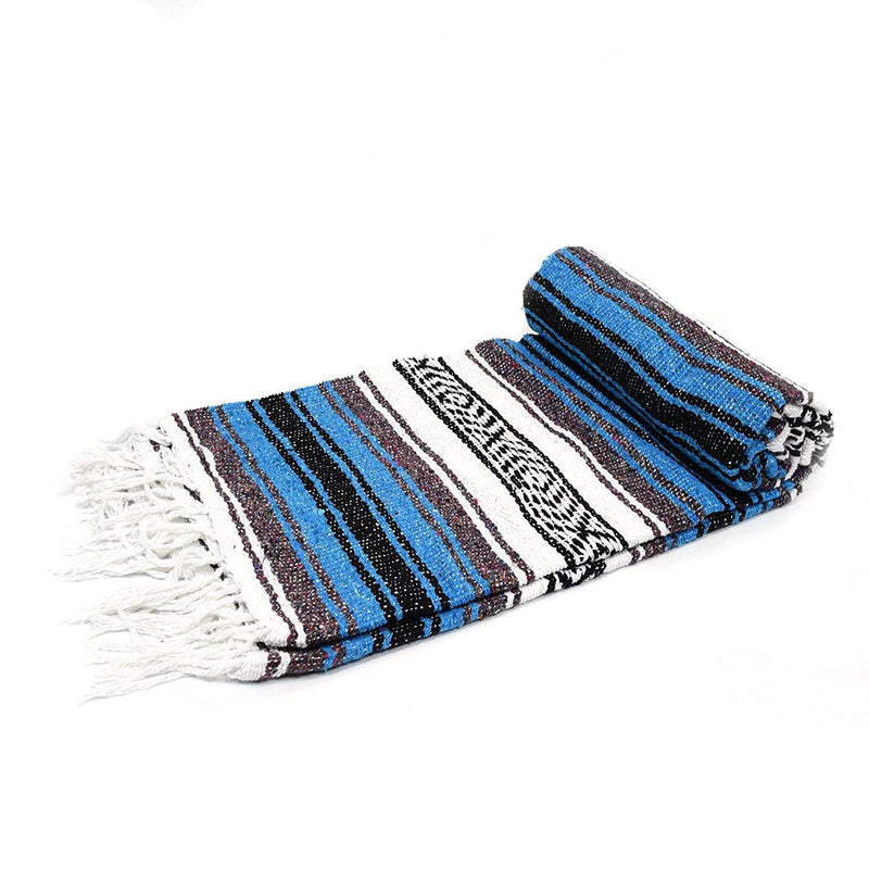 Bright Blue Mexican Falsa Blanket