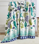 Decor&More Corales de Marina Blue Coral Seahorse Oceanic Microplush Throw Blanket Ocean Blanket for Boys and Girls and Kids of Any Age (50" x 60")