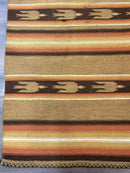 South American Rug Blanket 2.7 x 5.6, Wool, Handmade, Navajo Design, Orange Brown