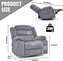 Grey Heated Massage Power Recliner With USB Port Charging