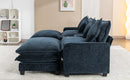 Contemporary Chenille Upholstered Sectional Sofa with Ottomans, USB Ports, Cup Holders & Storage, Blue