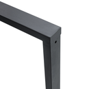 Table and chair set.A minimalist retro rectangular dining table with a specially textured top and black metal legs.Paired With 4 Mid-Century Style Upholstered Side Black PU Chairs,Spoon Shaped Chairs.