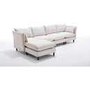 Modular Sectional Sofa,  L Shaped Couch Set for Living Room, 4-Seater Comfy Cloud Couches with Movable Ottoman Beige