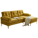 Modern Velvet L-Shaped Sectional Sofa for Living Room or Bedroom, Yellow, 82.6'