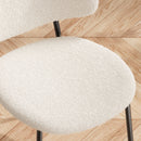 Set of 4 Upholstered Boucle Fabric Dining Chairs Mid-Century Modern Dining Chairs with Curved Backrest for Dining Room Kitchen (White)