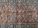 Indo Persian Rug 4x7, Allover Floral Oriental Carpet, Red and Navy Blue, Hand Knotted Indian Kashmiri Traditional Vintage Area Rug 4 x 7 ft